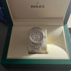 Rolex Silver and Gold Diamond Men's Watch